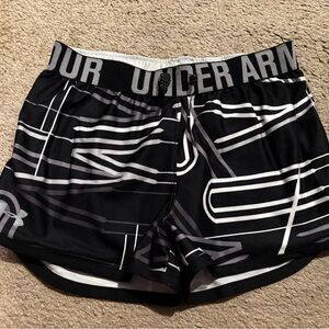 Under Armour White Mesh Athletic Shorts with Black Trim